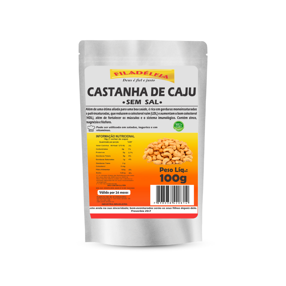 Castanha de Caju Sem Sal 100g (pacote com 5 und)