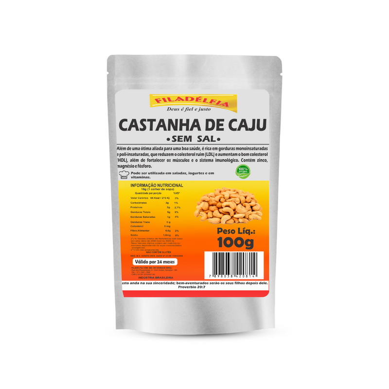 Castanha de Caju Sem Sal 100g (pacote com 5 und)