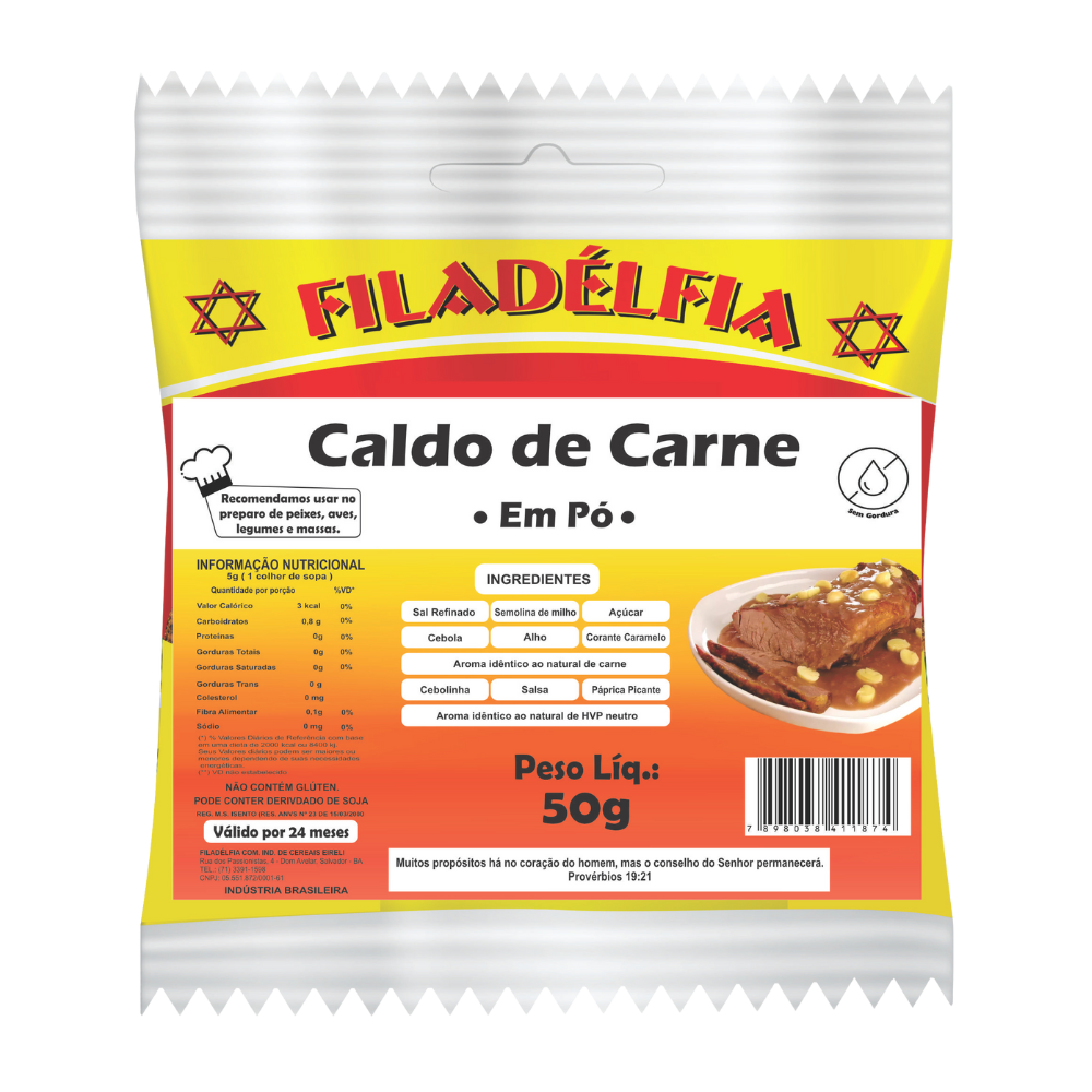 Caldo de Carne em Pó 50g (Pacote com 10 und)