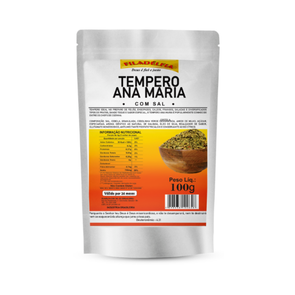 Tempero Ana Maria Braga com sal 100g (Pacote com 5 und)