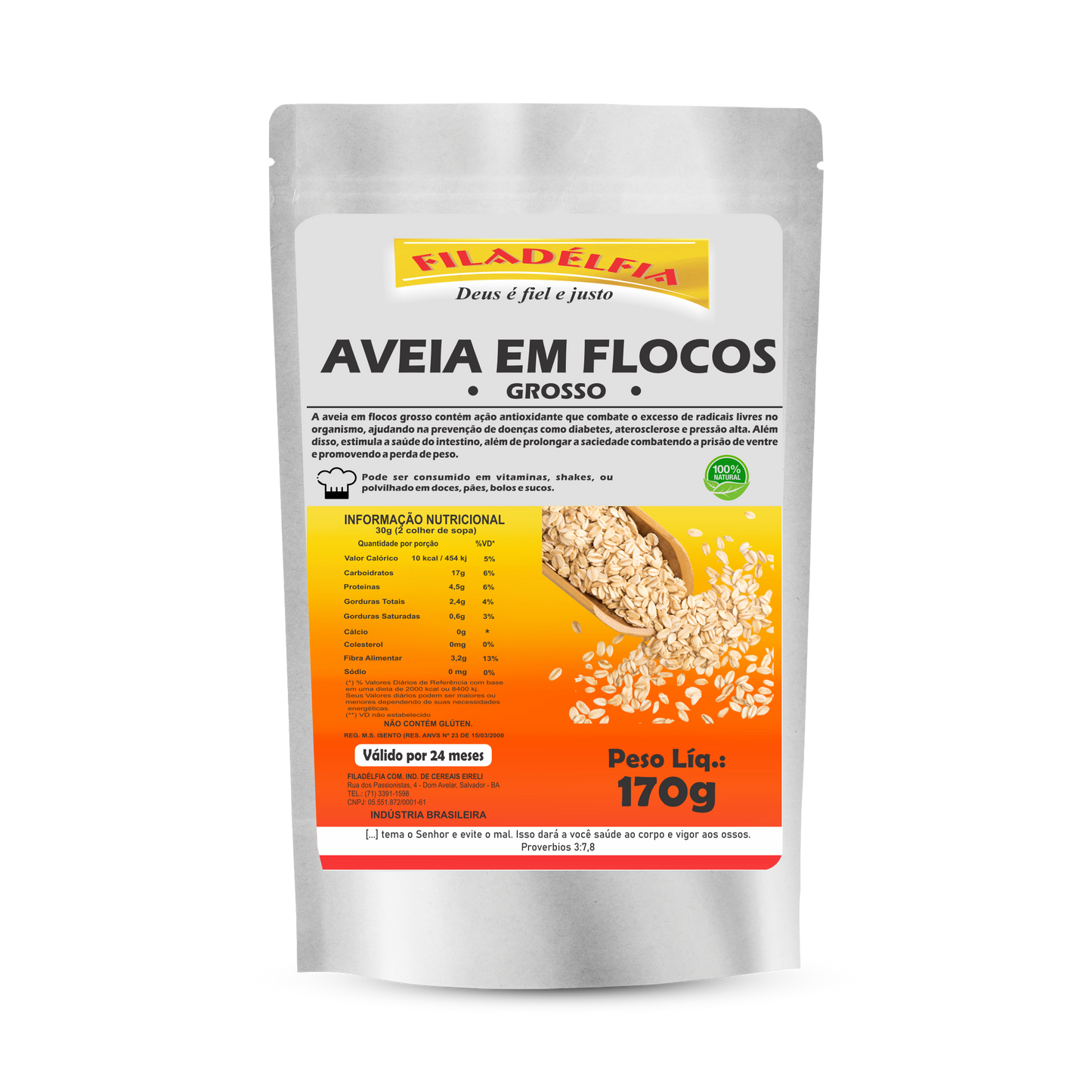 Aveia em Flocos 170g (Pacote com 5 und)